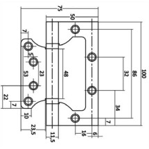 Петля накладная VЕTTORE FLUSH 100×75×2.5mm AB (Бронза)