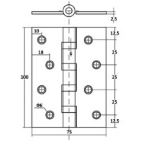 Петля универсальная VЕTTORE 100×75×2.5-4BB MCP (Матовый хром)