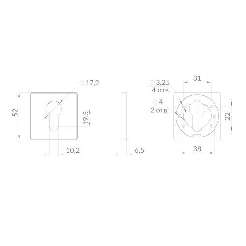 Накладка под цилиндр ET.K.EST.Q52 BL-24 черный