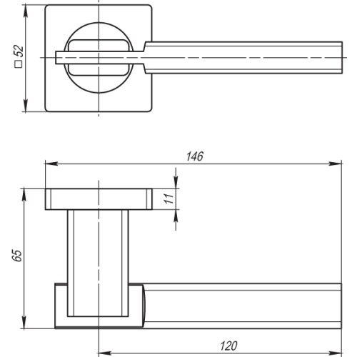 Ручка раздельная K.SQ52.TRINITY (TRINITY SQ005) SN/CP-3 матовый никель/хром