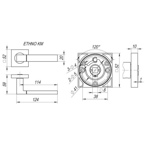 Ручка раздельная K.KM52.ETHNO (ETHNO KM) SN/CP-3 матовый никель/хром