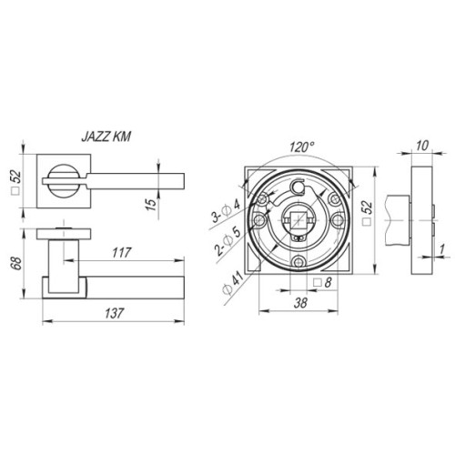Ручка раздельная K.KM52.JAZZ (JAZZ KM) SN/CP-3 матовый никель/хром
