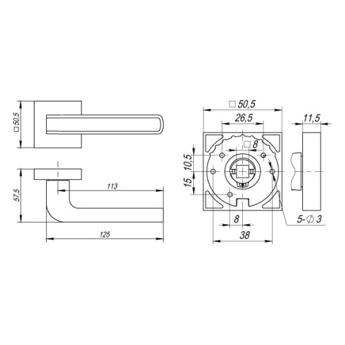 Ручка раздельная K.DM51.NEO (NEO DM) CP/WH-19 хром/белый