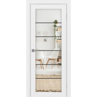 Турин 501АСС.2, цвет Белый лёд, молдинг алюм.чёрный, стекло Зеркало/Зеркало, размер 80*200 см.