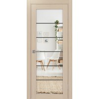 Турин 501АСС.2, цвет Дуб беленый FL, молдинг алюм.чёрн стекло Зеркало/Зеркало, размер 80*200 см.