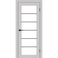 Турин 501АСС.2, цвет Пепельный молдинг алюм.чёрн стекло LACбелый, размер 80*200 см.