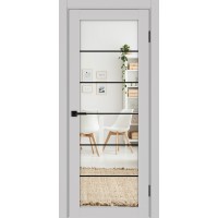 Турин 501АСС.2, цвет Пепельный молдинг алюм.чёрн стекло Зеркало/Зеркало, размер 80*200 см.