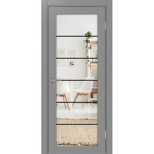 Турин 501АСС.2, цвет Серый молдинг алюм.чёрн стекло Зеркало/Зеркало, размер 80*200 см.