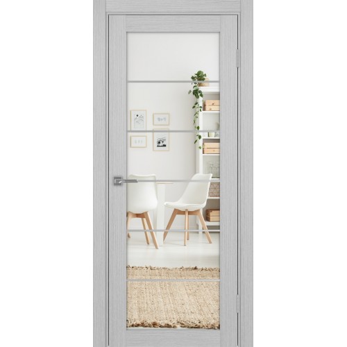 Турин 501АСС.2, цвет Дуб Серый FL, молдинг алюм.хром стекло Зеркало/Зеркало, размер 80*200 см.