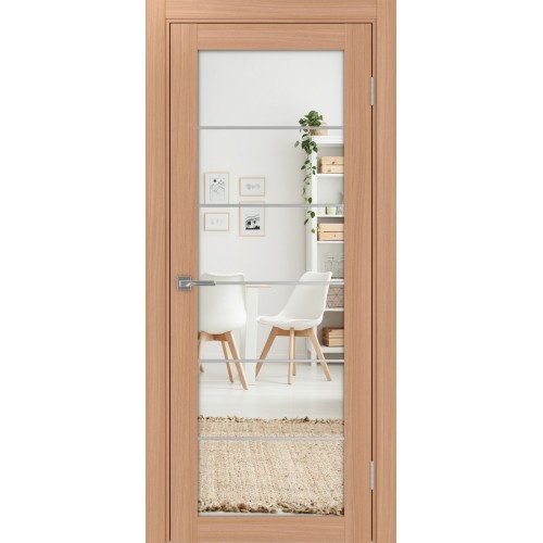 Турин_501АСС.2, цвет Ясень тёмный молдинг алюм.хром стекло Зеркало/Зеркало, размер 80*200 см.