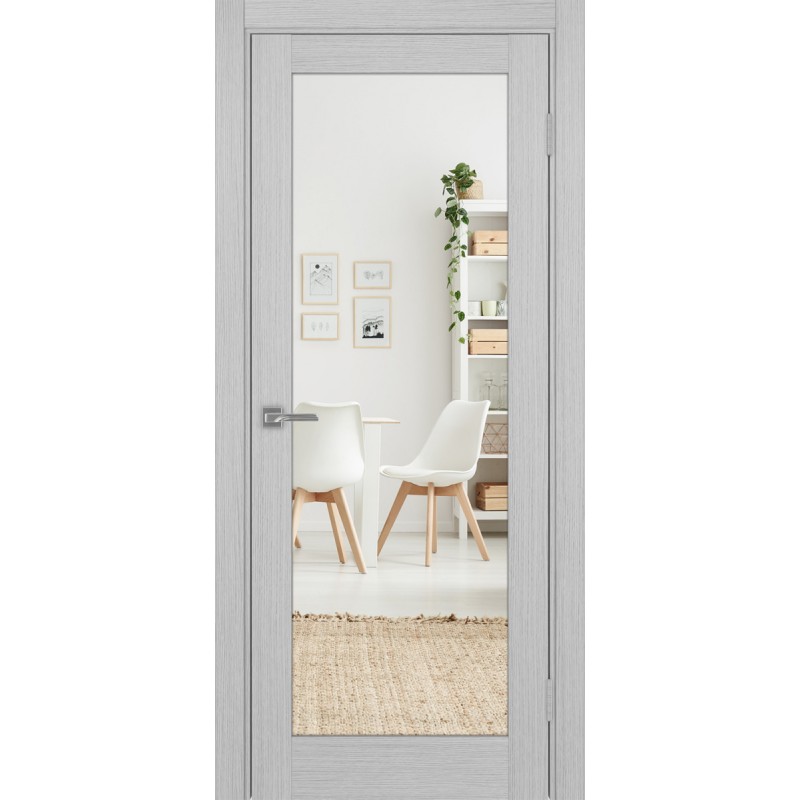 Межкомнатная дверь Турин 501.2, цвет дуб серый FL, заполнение Зеркало, размер 200*80 см.