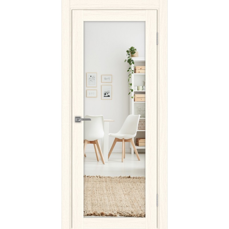 Межкомнатная дверь Турин 501.2, цвет ясень светлый, заполнение Зеркало, размер 200*80 см.