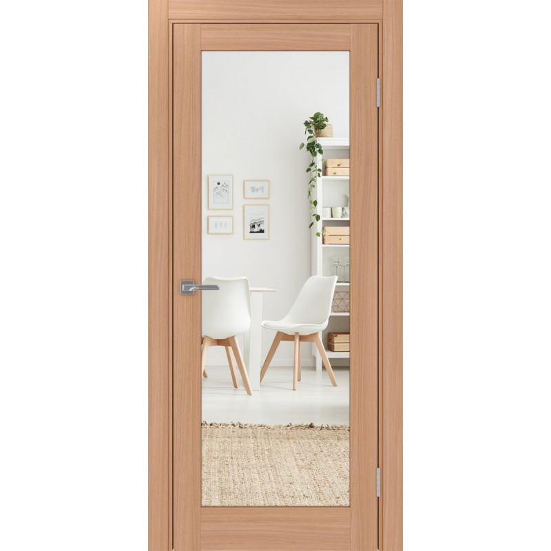 Межкомнатная дверь Турин 501.2, цвет ясень тёмный, заполнение Зеркало, размер 200*80 см.