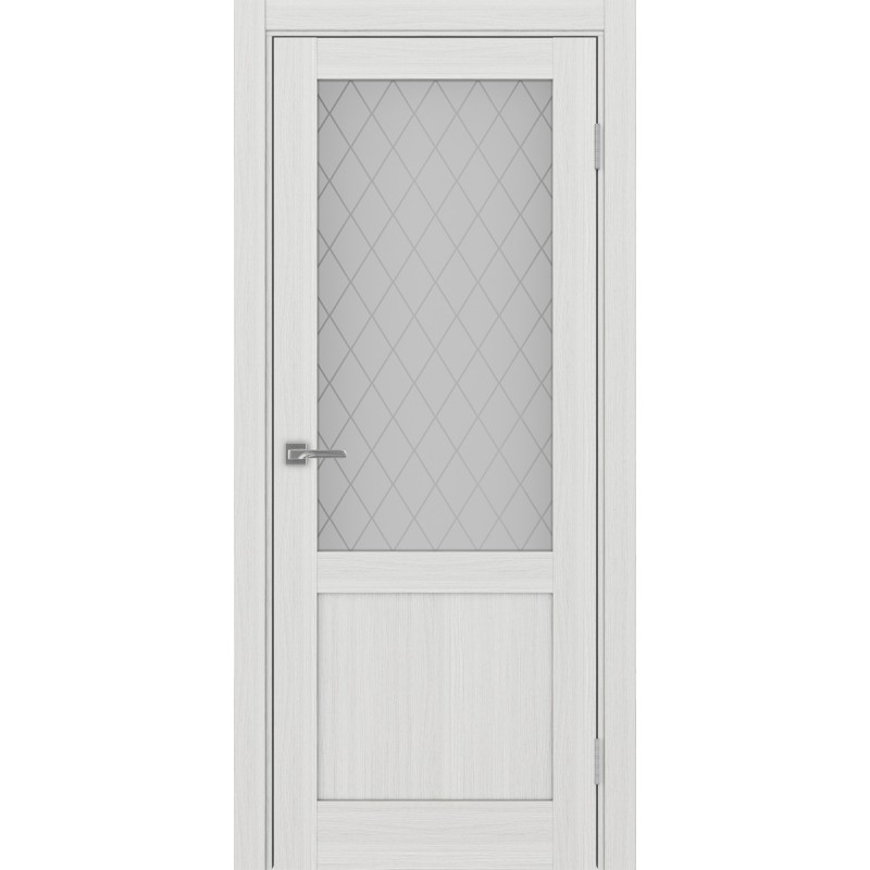 Межкомнатная дверь Турин 502.21, цвет ясень серебристый, заполнение Кристалл бесцветное, размер 200*80 см.