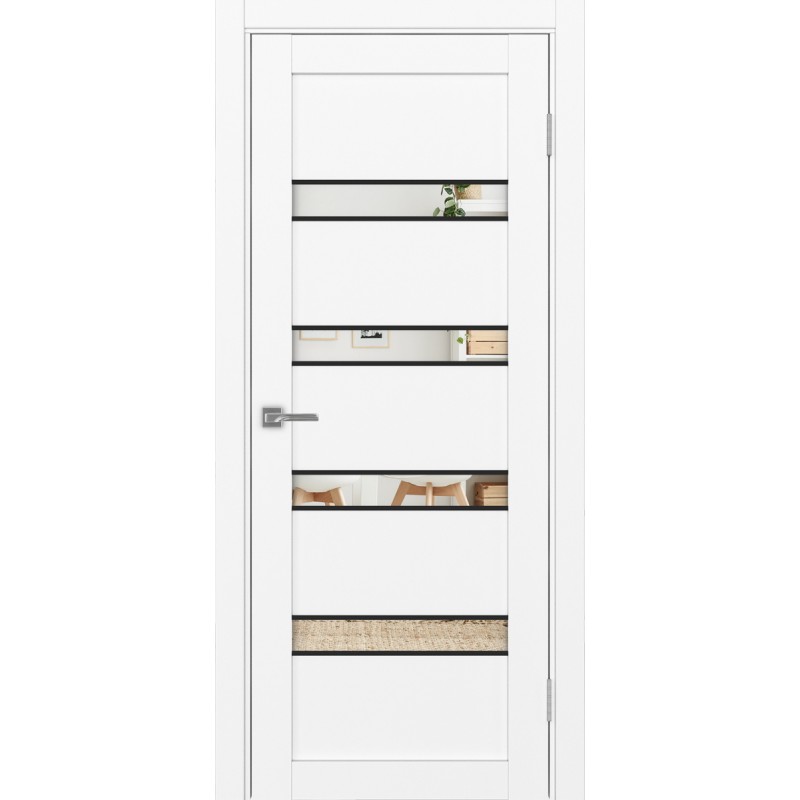 Межкомнатная дверь Турин 505.12 АПС молдинг SB, цвет белый снежный, заполнение Зеркало, размер 200*80 см.