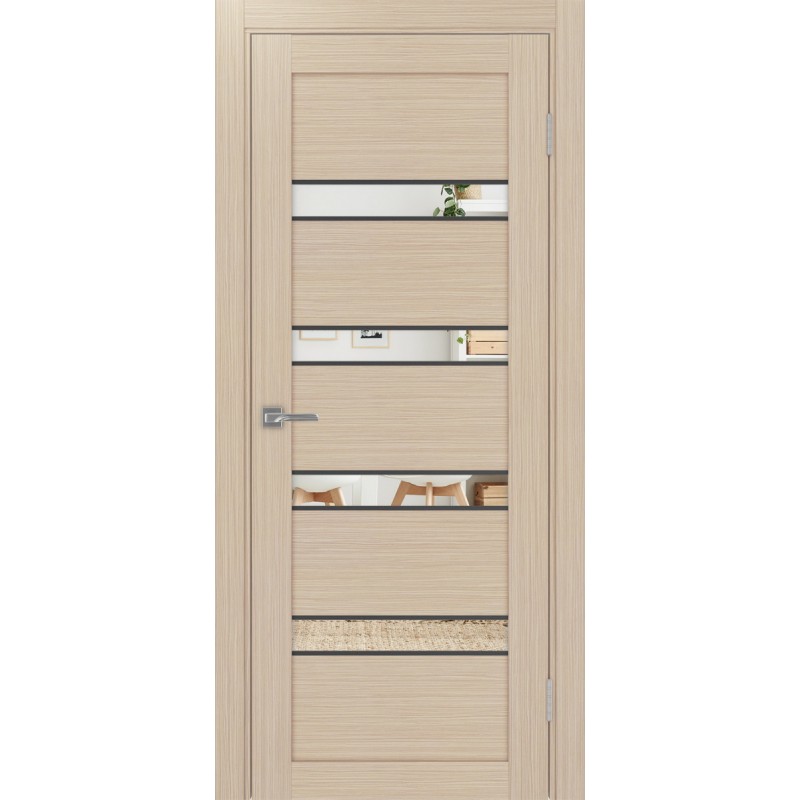 Межкомнатная дверь Турин 505.12 АПС молдинг SB, цвет дуб беленый FL, заполнение Зеркало, размер 200*80 см.