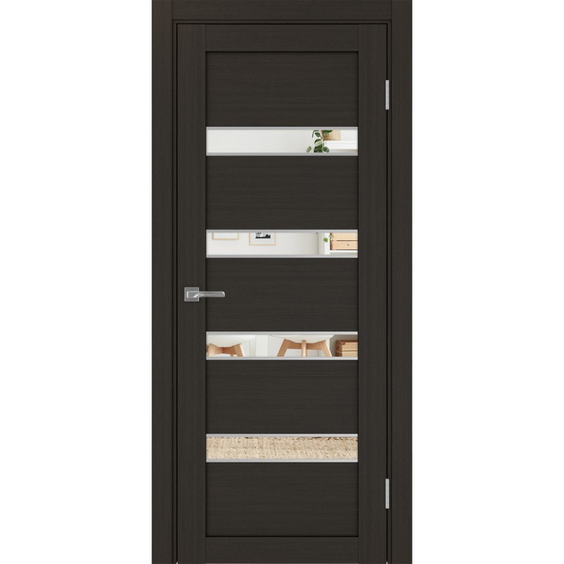 Межкомнатная дверь Турин 505.12 АПС молдинг SC, цвет венге FL, заполнение Зеркало, размер 200*80 см.