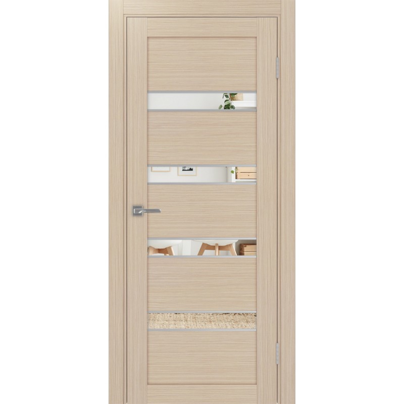 Межкомнатная дверь Турин 505.12 АПС молдинг SC, цвет дуб беленый FL, заполнение Зеркало, размер 200*80 см.