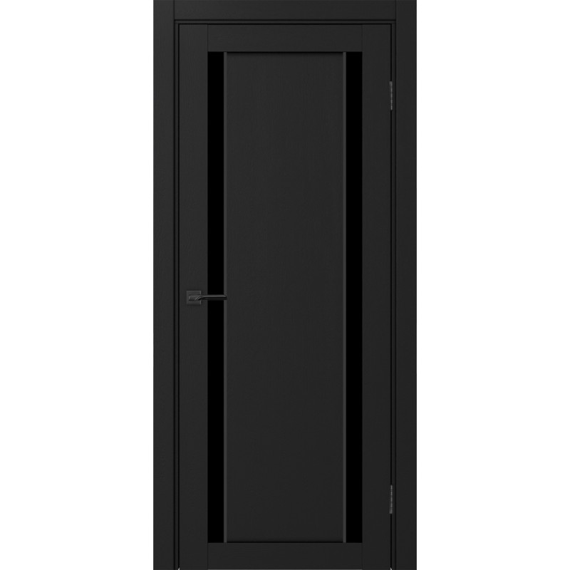 Межкомнатная дверь Турин 522AПП.212, цвет Антрацит молдинг алюм.чёрн стекло LACчерный, размер 80*200 см.
