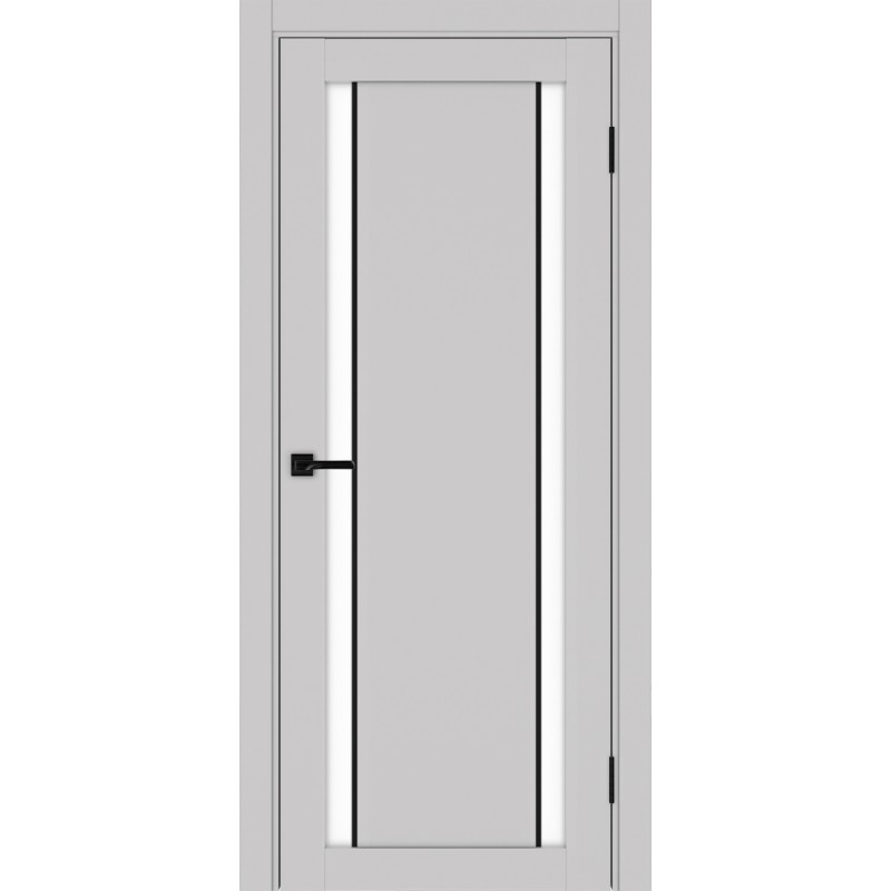 Межкомнатная дверь Турин 522AПП.212, цвет Пепельный молдинг алюм.чёрн стекло LACбелый, размер 80*200 см.