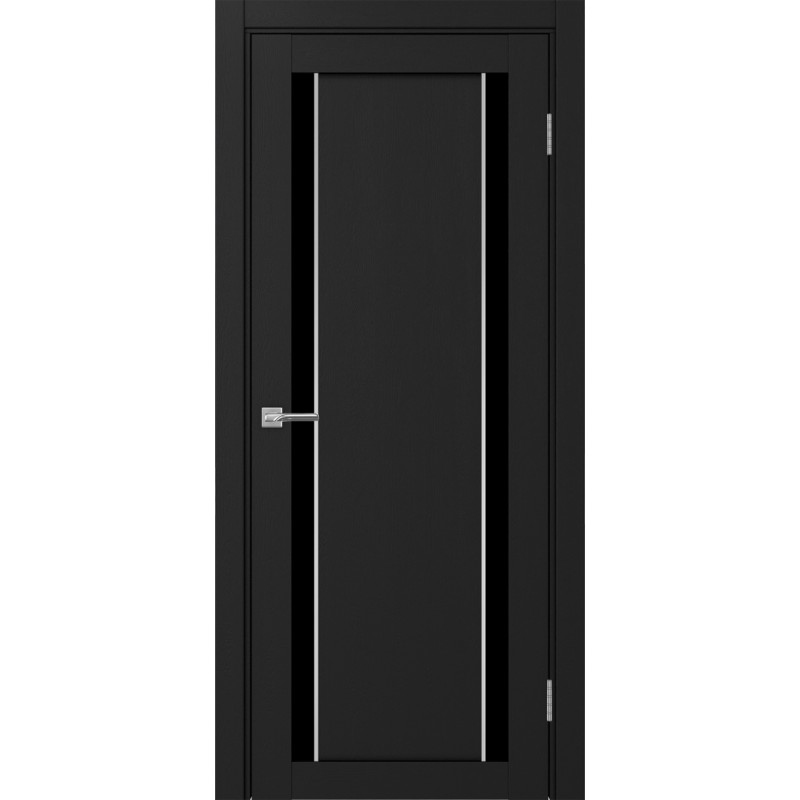 Межкомнатная дверь Турин 522AПП.212, цвет Антрацит молдинг алюм.хром стекло LACчерный, размер 90*200 см.