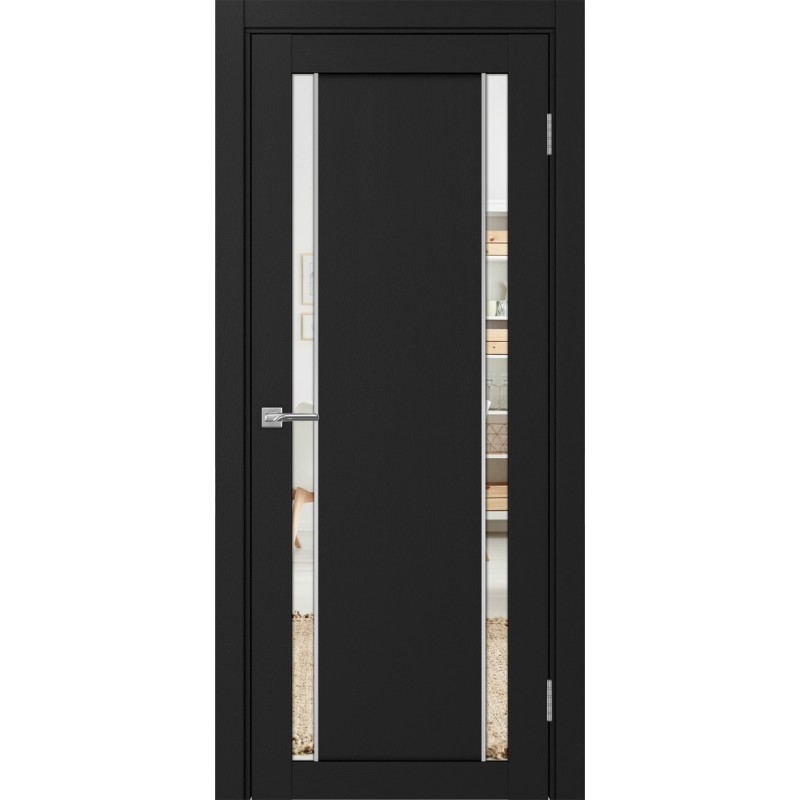 Межкомнатная дверь Турин 522AПП.212, цвет Антрацит молдинг алюм.хром стекло Зеркало/Зеркало, размер 90*200 см.