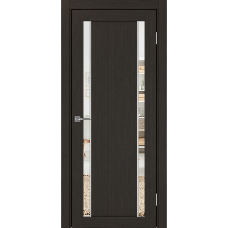 Межкомнатная дверь Турин 522AПП.212, цвет Венге FL, молдинг алюм.хром стекло Зеркало/Зеркало, размер 80*200 см.