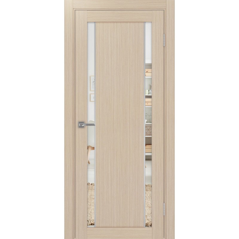 Межкомнатная дверь Турин 522AПП.212, цвет Дуб беленый FL, молдинг алюм.хром стекло Зеркало/Зеркало, размер 80*200 см.