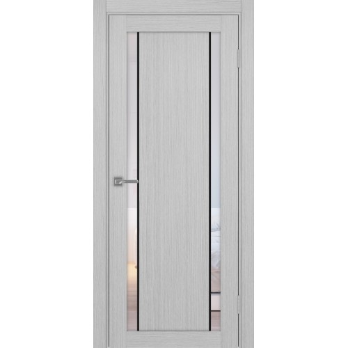 Турин 522АПС.212, цвет Дуб Серый FL, молдинг алюм.чёрн стекло Прозрачное, размер 80*200 см.