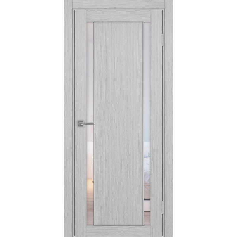 Межкомнатная дверь Турин 522АПС.212, цвет Дуб Серый FL, молдинг алюм.хром стекло Прозрачное, размер 80*200 см.