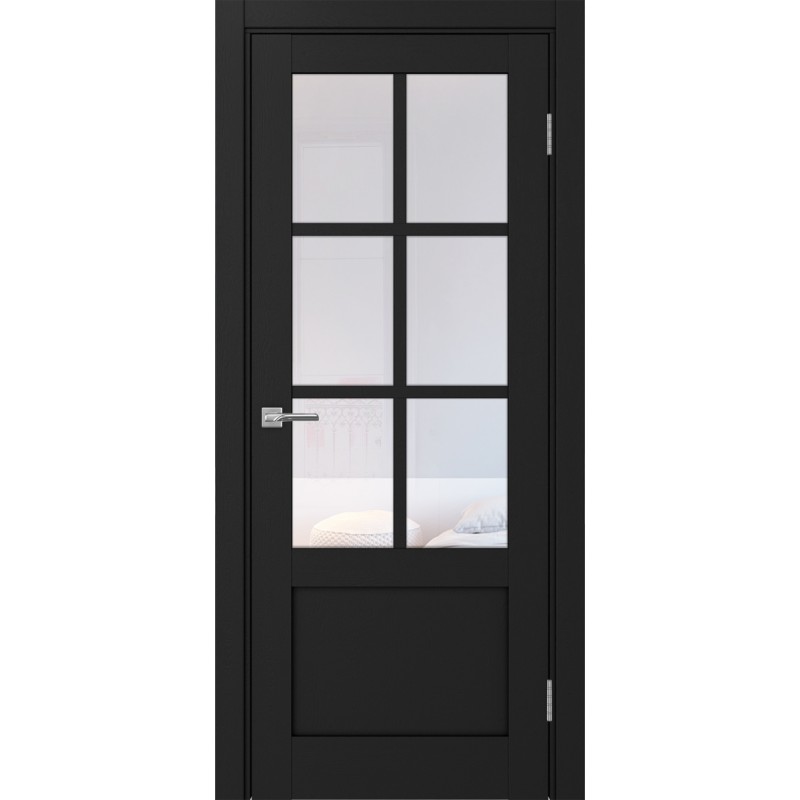 Межкомнатная дверь Турин 541ПФ.2221, цвет Антрацит стекло Прозрачное, размер 80*200 см.