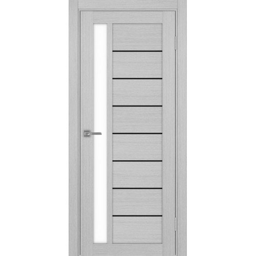 Турин 554АПП.21, цвет Дуб Серый FL, молдинг алюм.чёрн стекло LACбелый, размер 80*200 см.