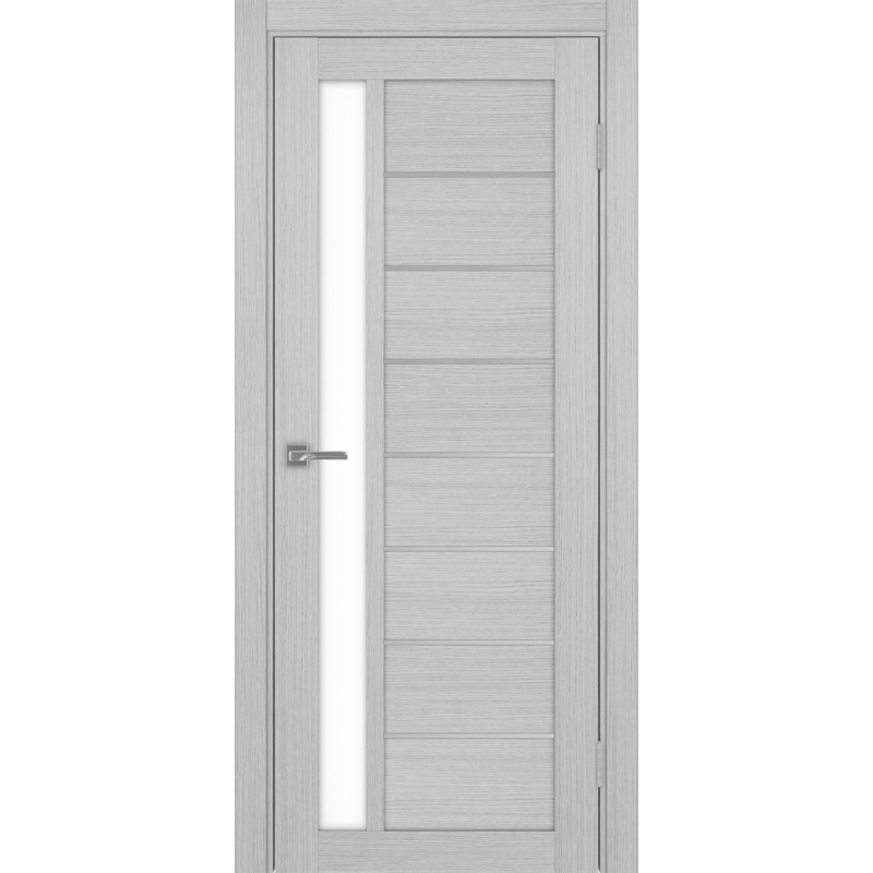 Межкомнатная дверь Турин 554АПП.21, цвет Дуб Серый FL, молдинг алюм.хром стекло LACбелый, размер 80*200 см.