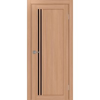 Турин 555.21, цвет ясень тёмный, стекло LACчерный, размер 80*200 см.
