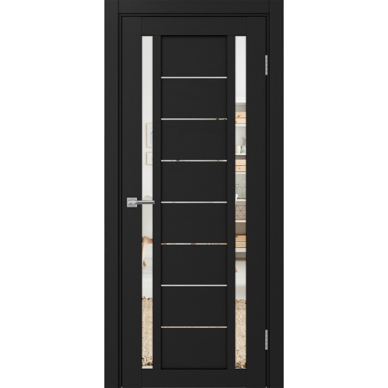 Межкомнатная дверь Турин 558.212, цвет Антрацит стекло Зеркало, размер 80*200 см.