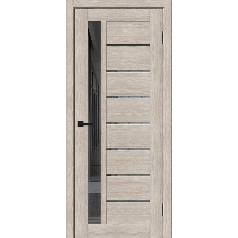 Межкомнатная дверь Браво-27 цвет Cappuccino Melinga, стекло Mirox Grey, покрытие Эко-шпон, размер 200*80 см.