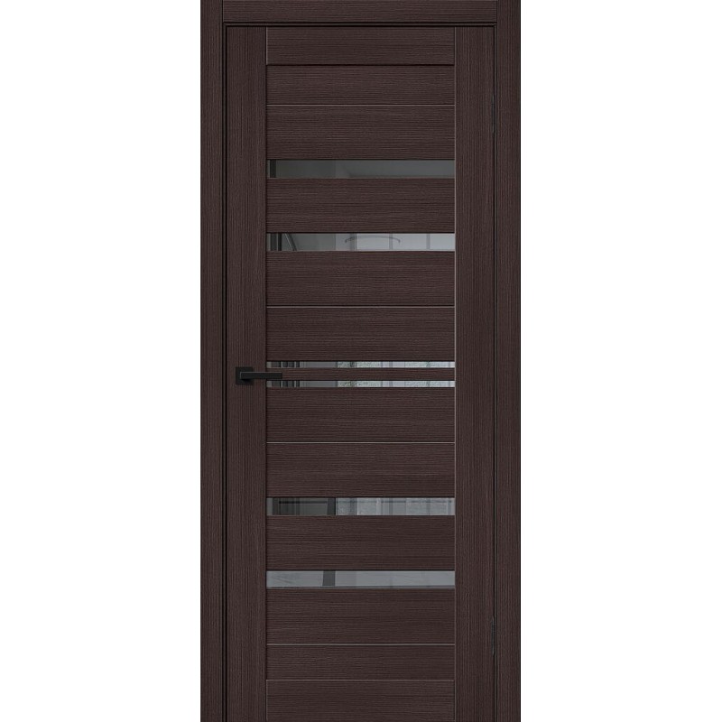 Межкомнатная дверь Браво-30 цвет Wenge Melinga, стекло Mirox Grey, покрытие Эко-шпон, размер 200*80 см.