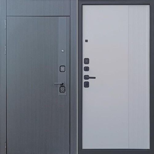 Металлическая Слим Черный софт/Светло-серый (гладкий матовый) 205*86 левая