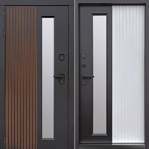 Ингрид Черный муар, винорит дуб медовый/белый матовый, замковая часть - черная матовая 205*86 правая