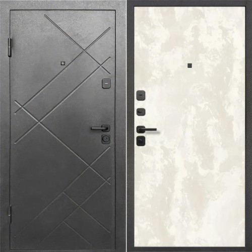 Металлическая Гарда 7 см Штамп Букле Графит / Перламутр 205*86 левая