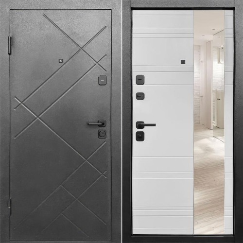 Металлическая Гарда 7 см Штамп Зеркало Букле Графит / Эмалит Белый 205*86 левая