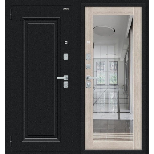 Металлическая Флэш МФ/BChrome Букле черное/Cappuccino Melinga 205*86 левая