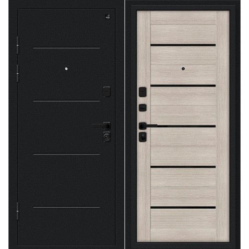 Металлическая Грид Букле черное/Cappuccino Melinga 205*86 левая